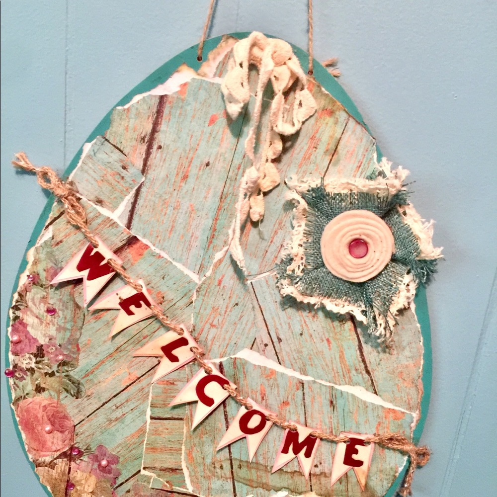 🌺 Wooden Door Hanger Welcome Sign 🌺